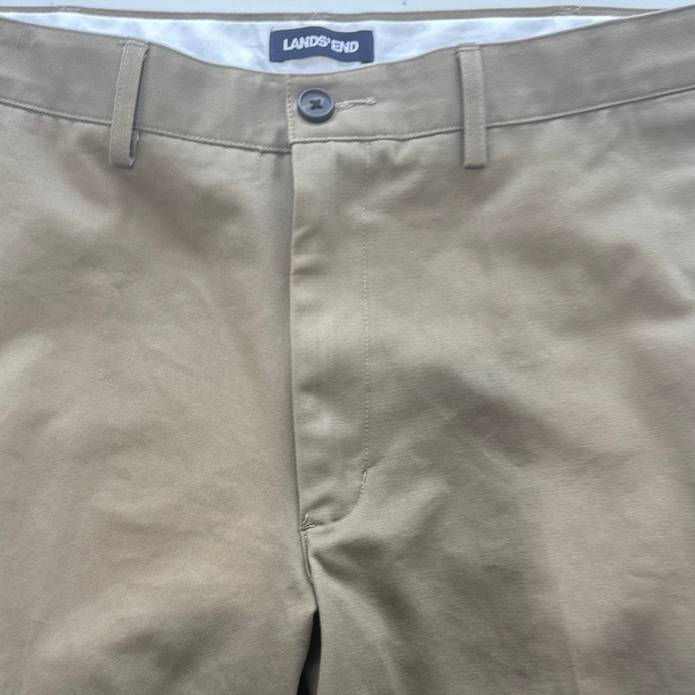 Lands' End Tan Chinos Straight-Leg Cotton Twill